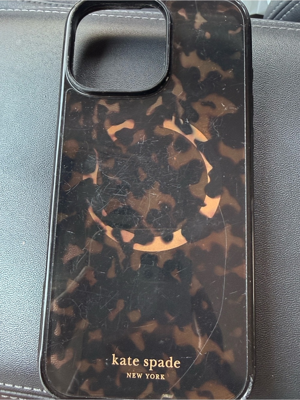kate spade Tortoiseshell Pattern Glossy Brown & Black iPhone Case